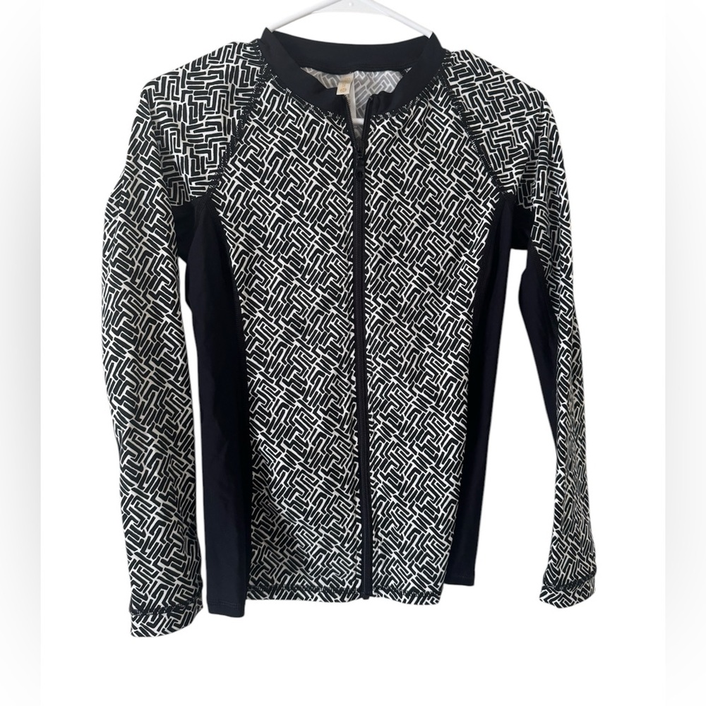Helen jon Black and White Geometric Pattern Jacket Size s